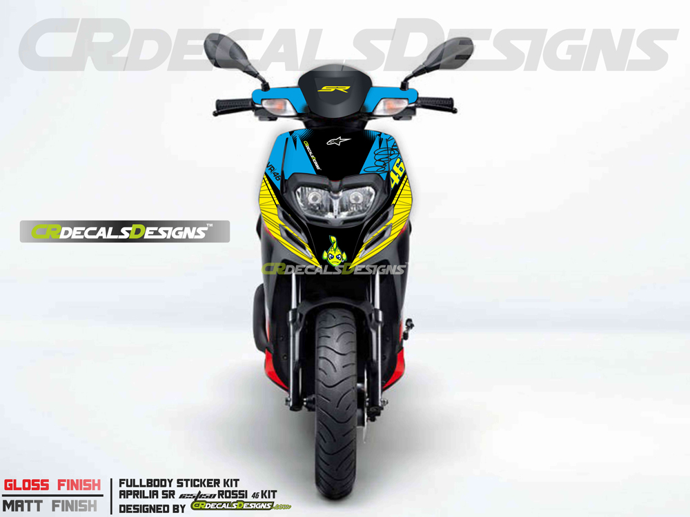 APRILIA SR 125/150 Custom Decals Wrap Stickers ROSSI 46 Kit – CR Decals ...